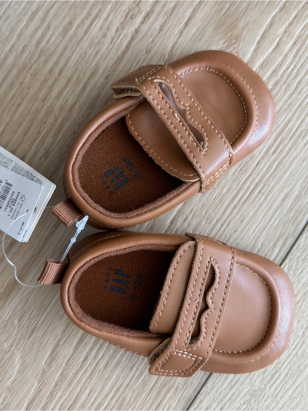 Baby Brown Leather-Look Loafer Shoes